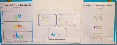 Calvert 1st Grade Sight Word Printables